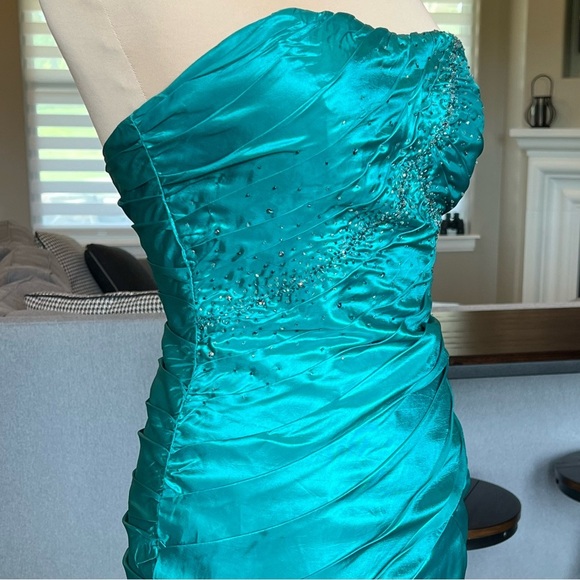 VTG 90's Dresses by Deb Prom Formal Evening Gown Dress Size 5/6 Green Lace Up - Picture 9 of 17